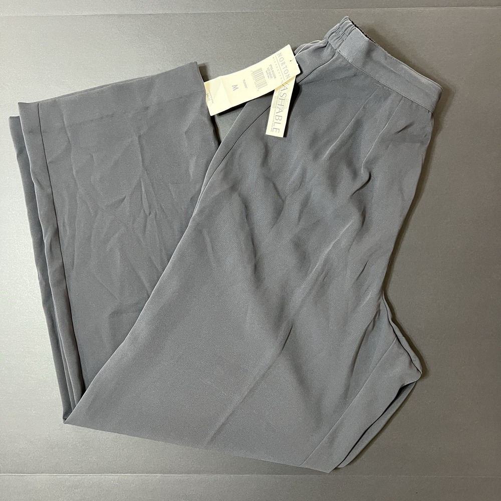 Vintage Norton McNaughton Pants Gray Pleated Waist Wide Legs Women's M NWT